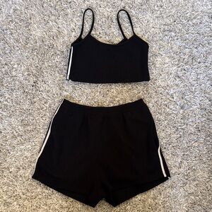 OAK + FORT Black Set with White Stripes